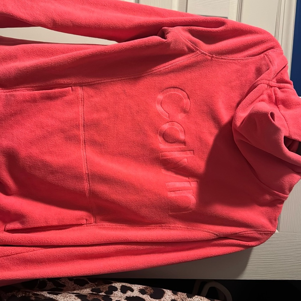Calvin Klein performance neon pink cowl neck hoodi/sweatshirt fleece.